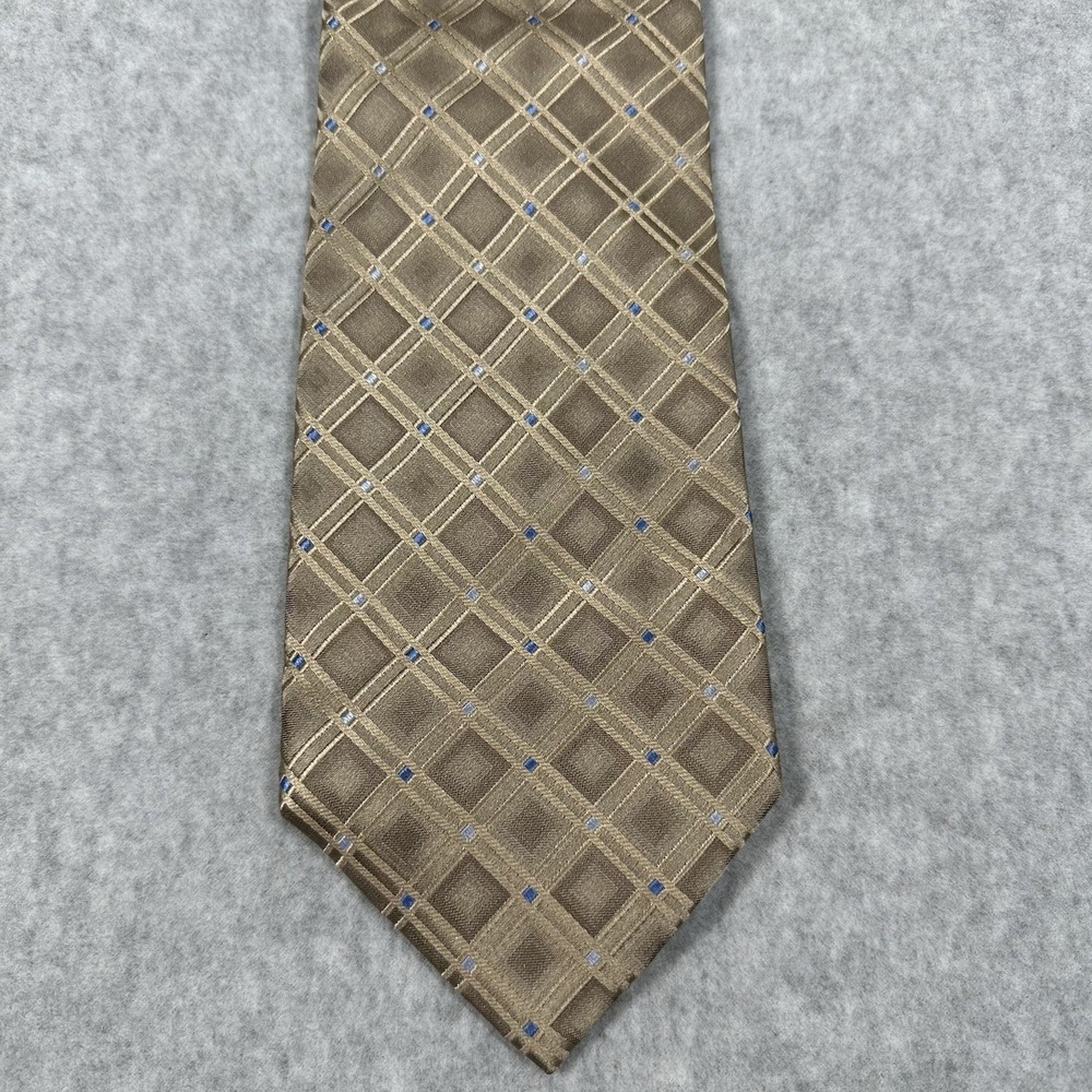 Pronto Uomo‎ Champagne Geometric Shape Hand Made 100% Silk Men's Necktie 4" Wide